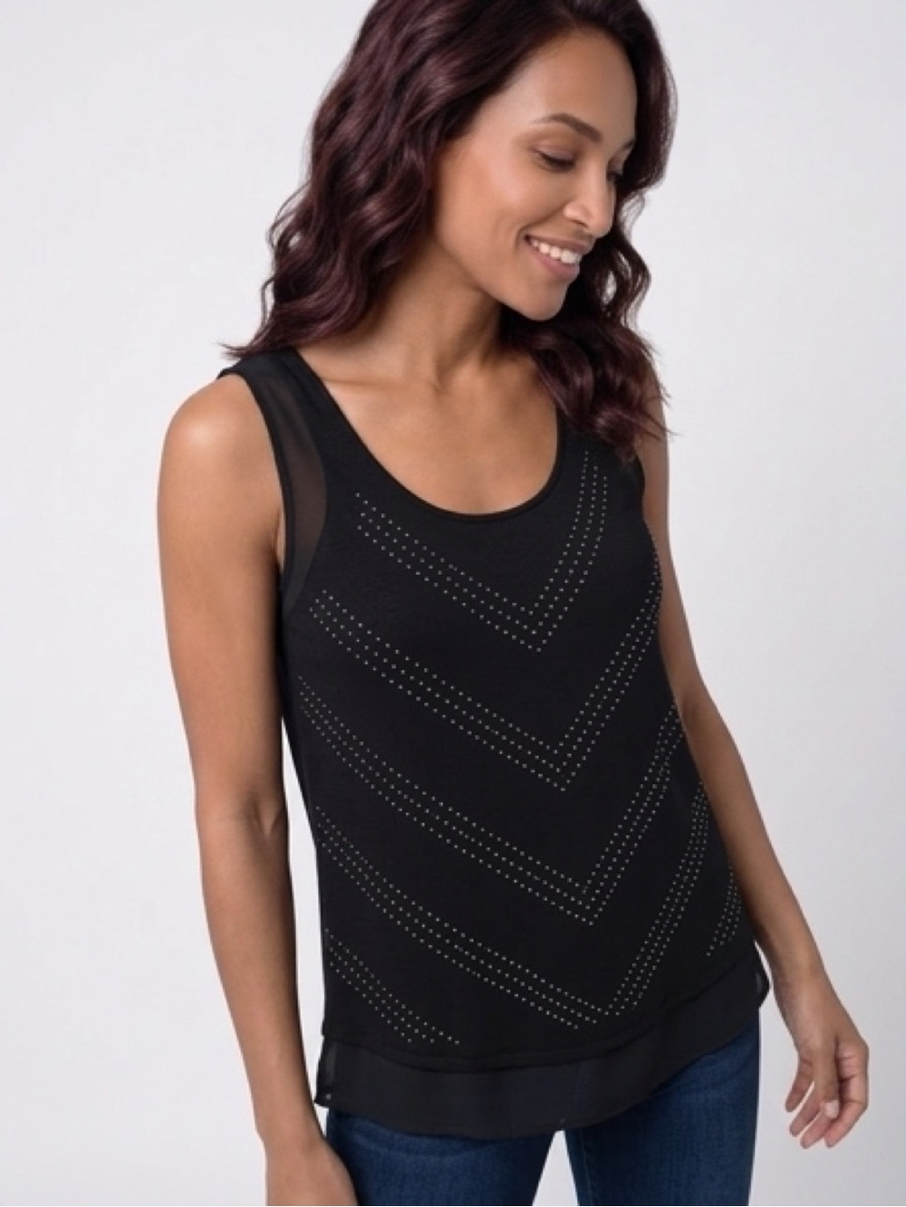 Apt. 9 Black Studded Chevron Tank